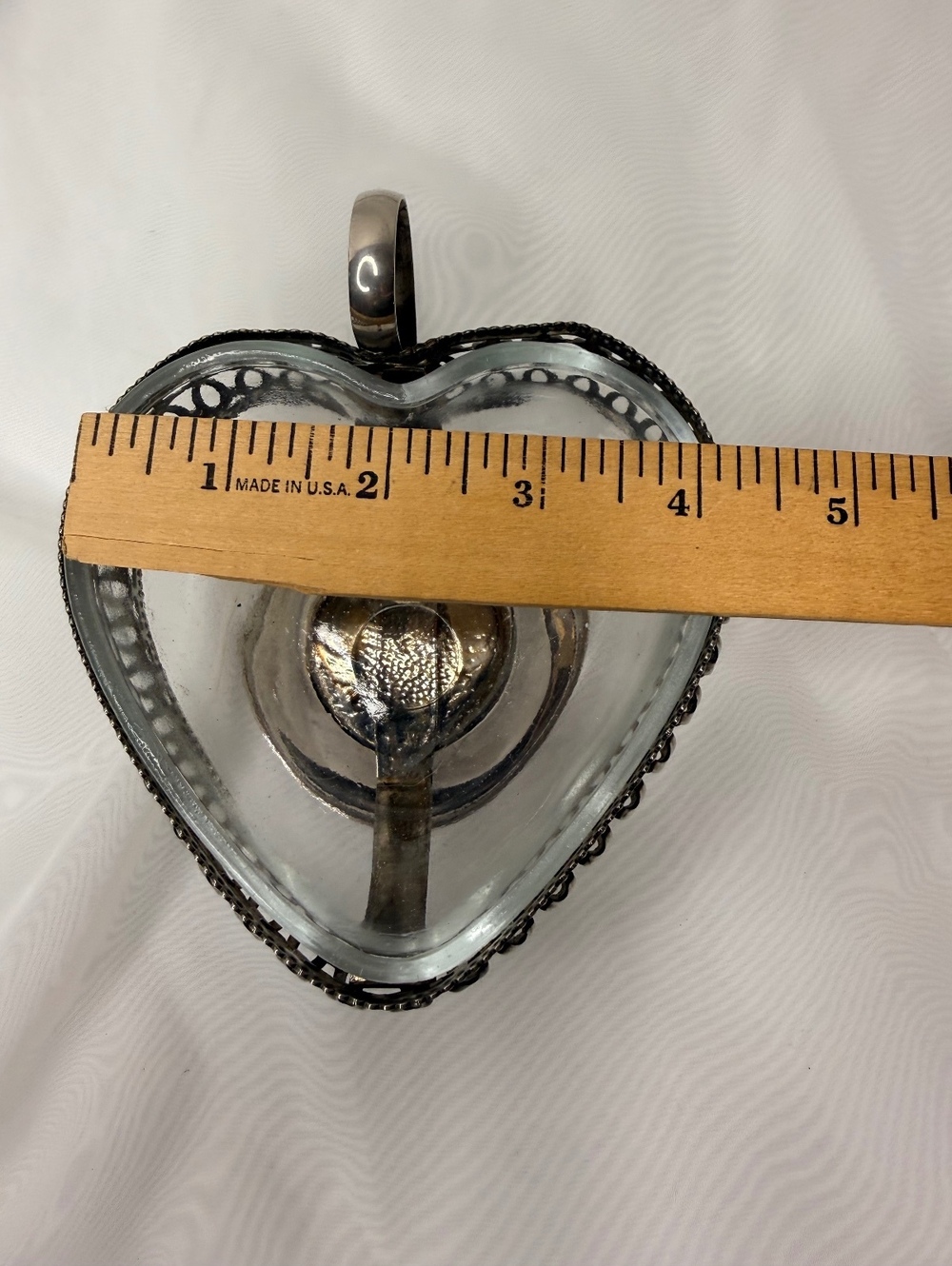 Midcentury Vintage Sheffield England Silver Plated Glass Heart Preserve Set - Picture 14 of 15